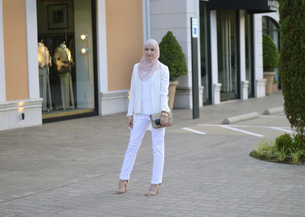 Hijab with white trouser, and jacket